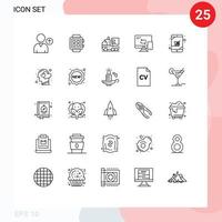 Universal Icon Symbols Group of 25 Modern Lines of cart networking artificial mobile life Editable Vector Design Elements