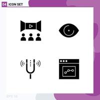 Stock Vector Icon Pack of 4 Line Signs and Symbols for cinema fork multimedia human pitch Editable Vector Design Elements