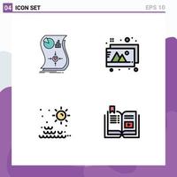 paquete de iconos vectoriales de stock de 4 signos y símbolos de línea para estimar imágenes de respuesta solar puesta de sol elementos de diseño vectorial editables vector