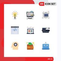 Set of 9 Modern UI Icons Symbols Signs for html code digital browser property presentation Editable Vector Design Elements