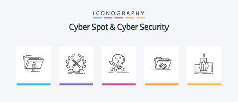 Cyber Spot And Cyber Security Line 5 Icon Pack Including internet. cybercrime. spy. sword. game. Creative Icons Design vector