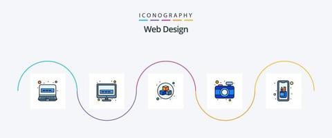 paquete de iconos de 5 planos llenos de línea de diseño web que incluye herramientas de edición. móvil. caja. diseño. foto vector