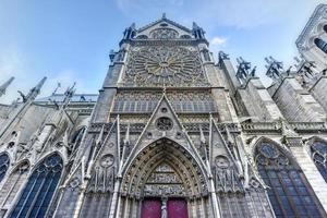 Notre-Dame de Paris, is a French Gothic medieval Catholic cathedral on the Ile de la Cite in the fourth arrondissement of Paris, France. photo