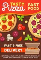 Pizza and pizzeria delivery menu, vector