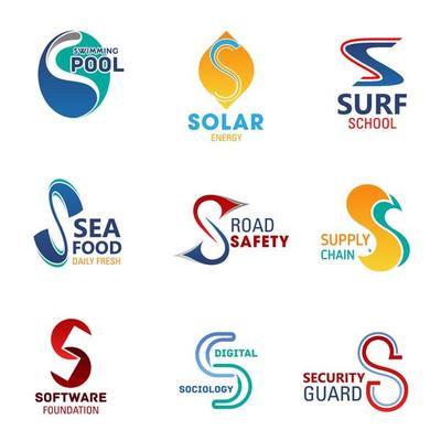 Business icons and symbols of letters S