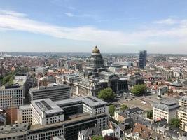 Aerial view of the Brussels city skyline in Belgium and the Palace of Justice. photo