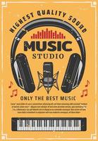 Music studio recording, microphone and note vector