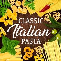 Italian pasta, herbs and spices vector