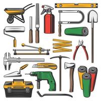 Construction and repair work tools, equipment vector