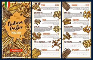 Italian cuisine pasta menu template vector