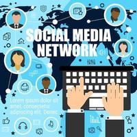 Worldwide socializing by means of media network vector