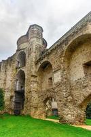 Ruin of the old medieval city wall and Anneessens Tower, Brussels, Belgium photo