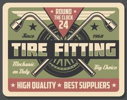 Car repair service, tire fitting vector