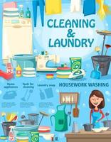 Housework washing, cleaning and laundry vector