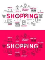 Shopping and retail outline icons vector