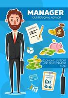 Manager profession, personal financial advisor vector