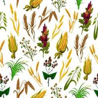 Grains and cereals vector seamless pattern