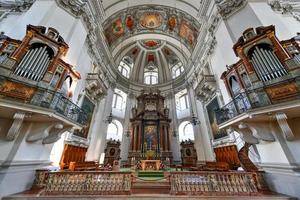 Salzburg, Austria - July 10, 2021 -  The Salzburg Cathedral is a 17th century baroque cathedral dedicated to Saint Rupert in Salzburg, Austria. photo