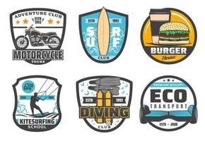Vector icons for leisure and sport hobby
