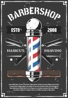 cartel retro de barbería con maquinilla de afeitar vieja para afeitarse vector