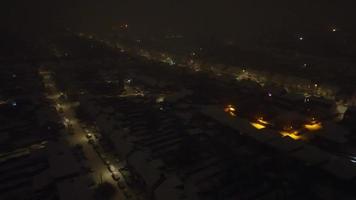 High angle view of Snow covered North Luton's landscape and Cityscape, Aerial Footage of Northern Luton City of England UK after Snow Fall. The 1st Snow Fall of this Winter of 2022 video