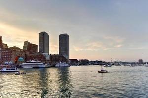 Boston skyline seen from Piers Park, Massachusetts, USA photo