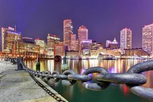 Boston skyline seen from Piers Park, Massachusetts, USA photo