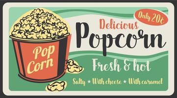 Popcorn fast food sweet snack, vector