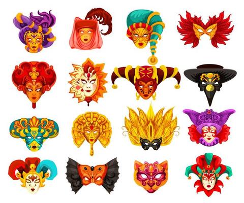 Vector Venetian carnival masquerade masks