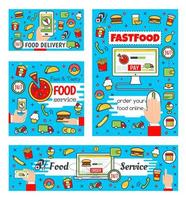 Fast food delivery and online order vector