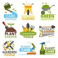 herramientas de jardinería y plantación de granjas, iconos vectoriales vector