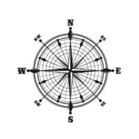 Compass with dial, monochrome icon vector