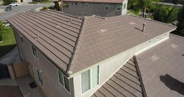 Top view of a house for roof inspection video