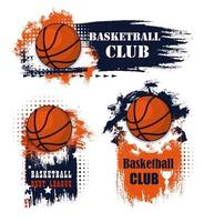 Basketball sport grunge symbols with ball vector