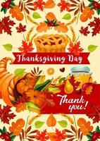 Thanksgiving Day autumn holiday greeting banner vector