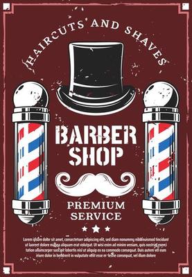 Barber shop mustaches and gentleman retro hat