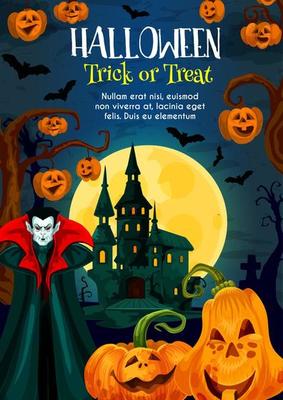 Halloween trick or treat night celebration poster