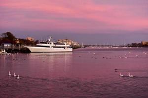 Sunset on the canal, in Sheepshead Bay, Brooklyn, New York. photo