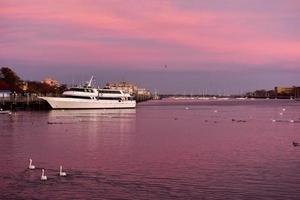 Sunset on the canal, in Sheepshead Bay, Brooklyn, New York. photo