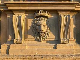 cierra el estuco de león en el palazzo pitti, el antiguo palacio de la familia medici en florencia, italia. foto