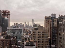 Aerial view of downtown Manhattan from Midtown in Manhattan, New York City. photo