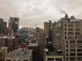 Aerial view of downtown Manhattan from Midtown in Manhattan, New York City. photo