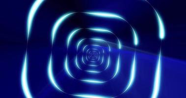 Tunnel of blue glowing bright neon squares. Abstract background. Screensaver, video in high quality 4k