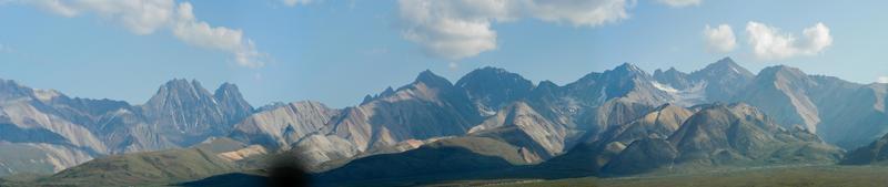 View of a mountain range in Denali National Park, Alaska on a bright summer day photo
