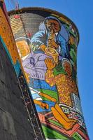 Soweto, South Africa - Oct 22, 2011 -  Orlando Towers Painted chimneys in Soweto, South Africa. Orlando towers are a famous landmark of Soweto, the township of Johannesburg. photo