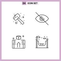 Line Pack of 4 Universal Symbols of knock finance smash deny online Editable Vector Design Elements