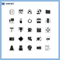 Pictogram Set of 25 Simple Solid Glyphs of backup laptop typing internet connectivity education Editable Vector Design Elements