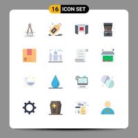 Pictogram Set of 16 Simple Flat Colors of game arcade machine discount hd screen Editable Pack of Creative Vector Design Elements