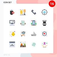 Mobile Interface Flat Color Set of 16 Pictograms of keyboard share shower network telephone Editable Pack of Creative Vector Design Elements