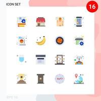 paquete de 16 signos y símbolos de colores planos modernos para medios de impresión web, como listas de logística web, lista de portapapeles, paquete editable de elementos de diseño de vectores creativos
